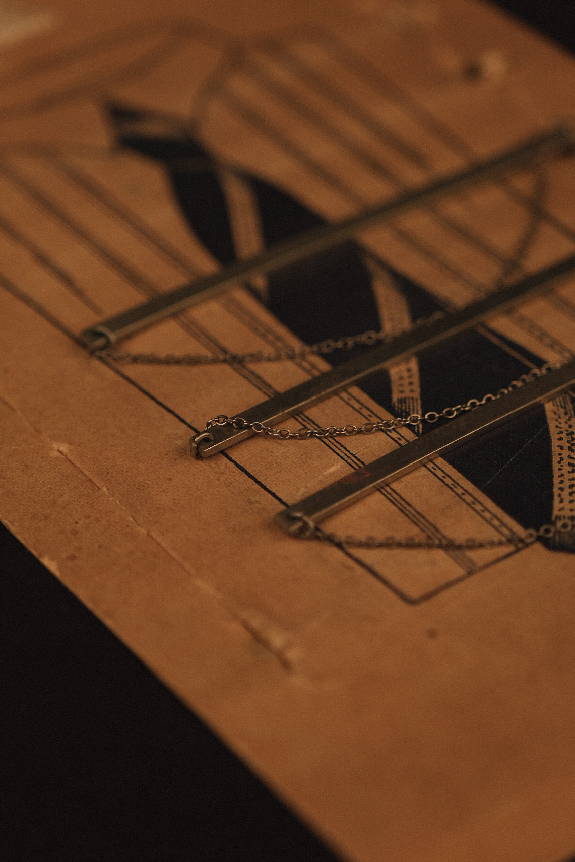 Original 1910's Tie Slide Display Card With 3 Bars