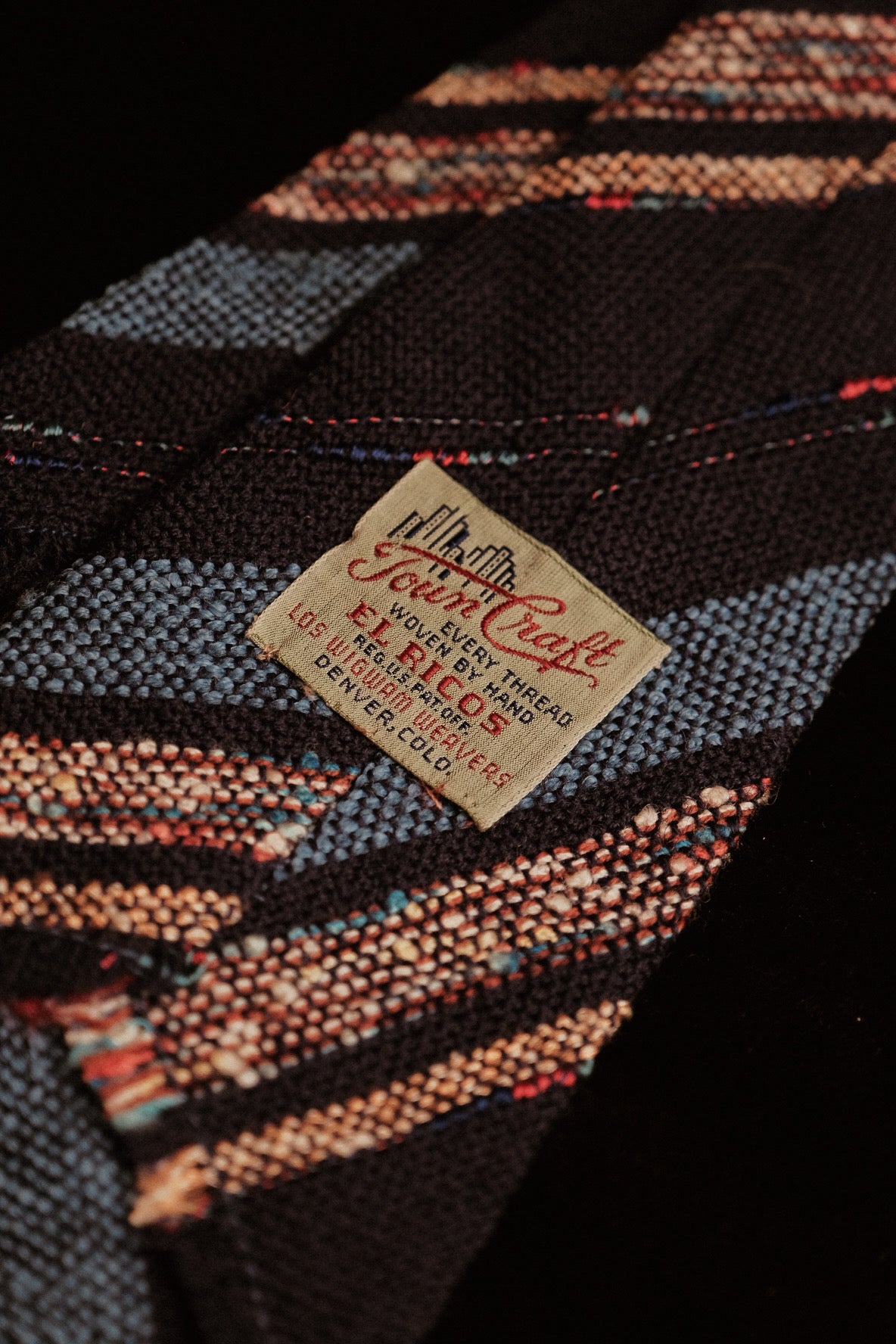 (Rare) Navy Native American Tie By Los Wigwam Weavers for Town Craft
