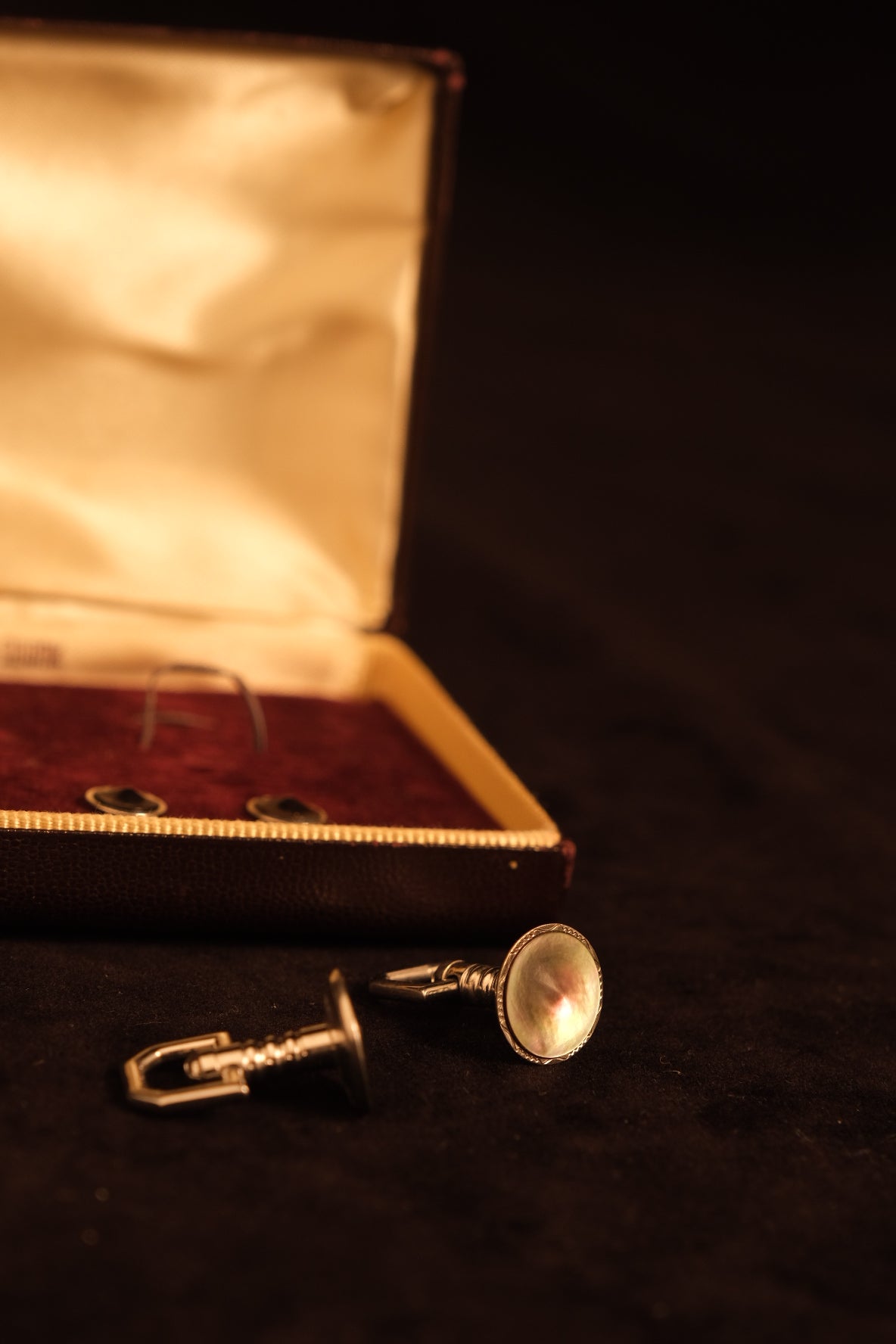 1930s Abolone Pyramid Cufflink & Stud Set By Swank