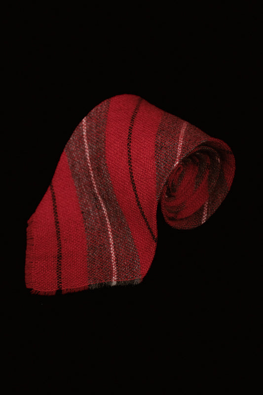 Red Block Striped Native American Tie By Webb Young