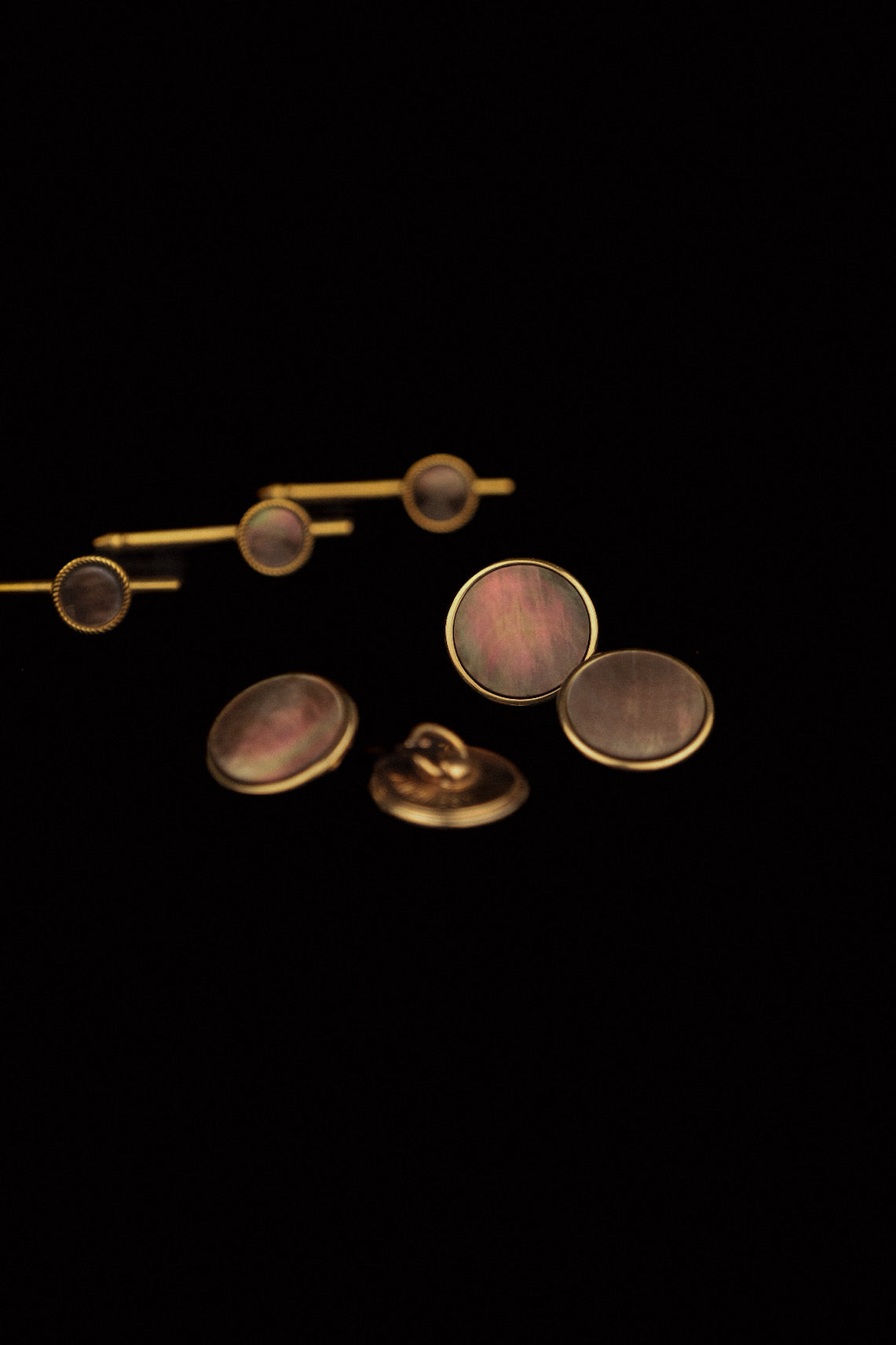 Gold Plate & Abalone Stud Set By Krementz (Unboxed)