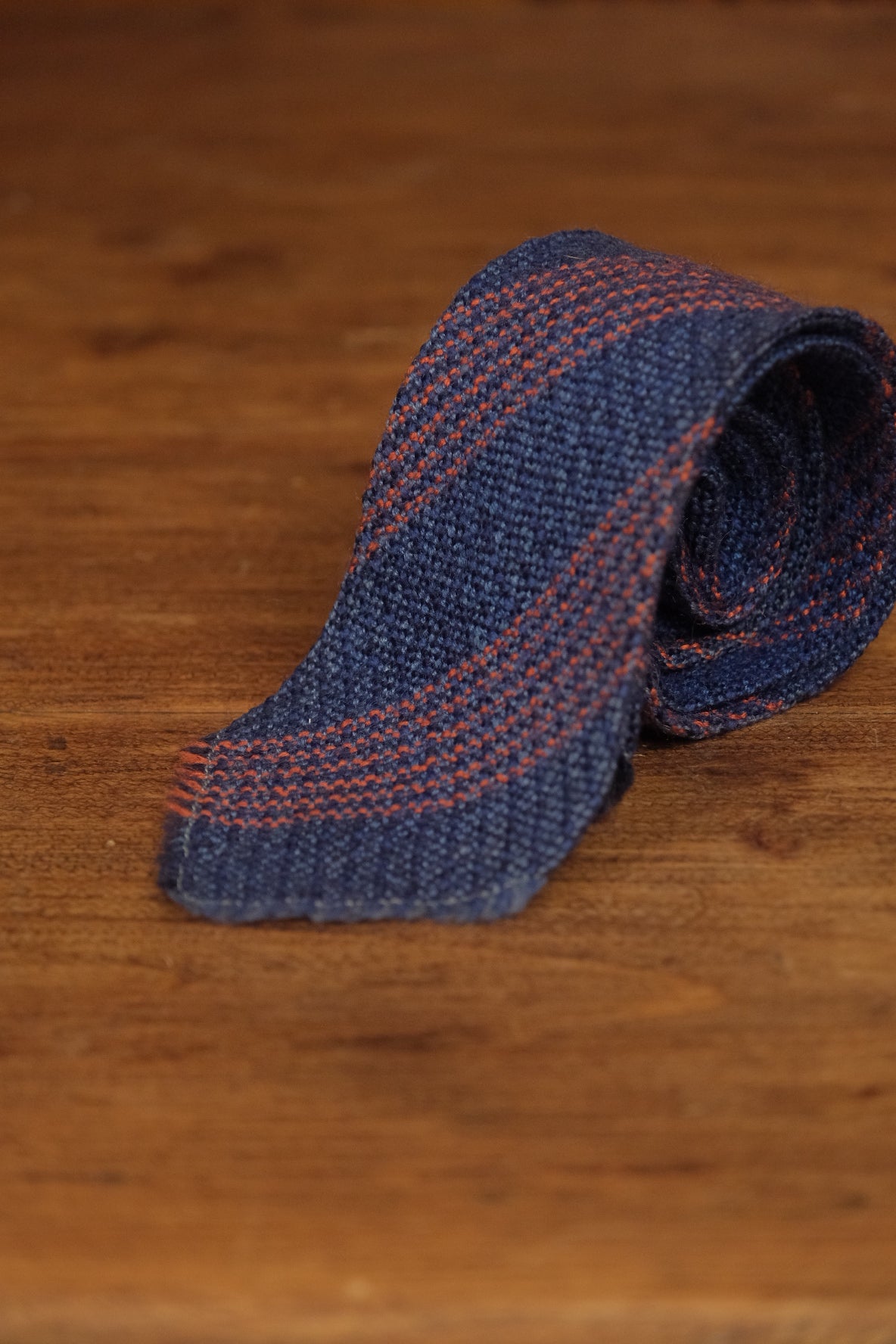 Blue With Rust Stripe Native American Tie By McCrossen N.M Weavers