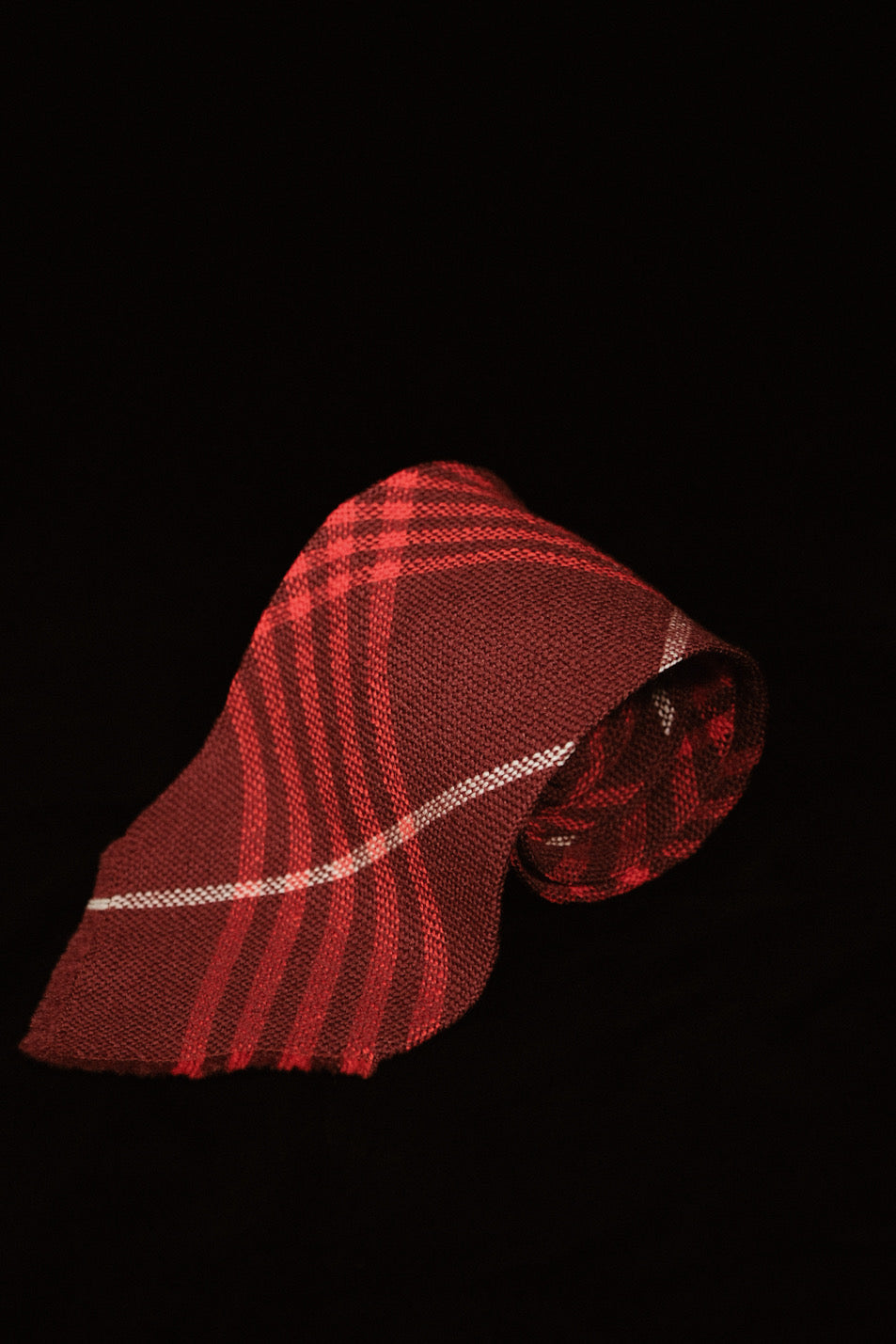 Red & White Blanket Check Native American Tie By Sandia Weavers