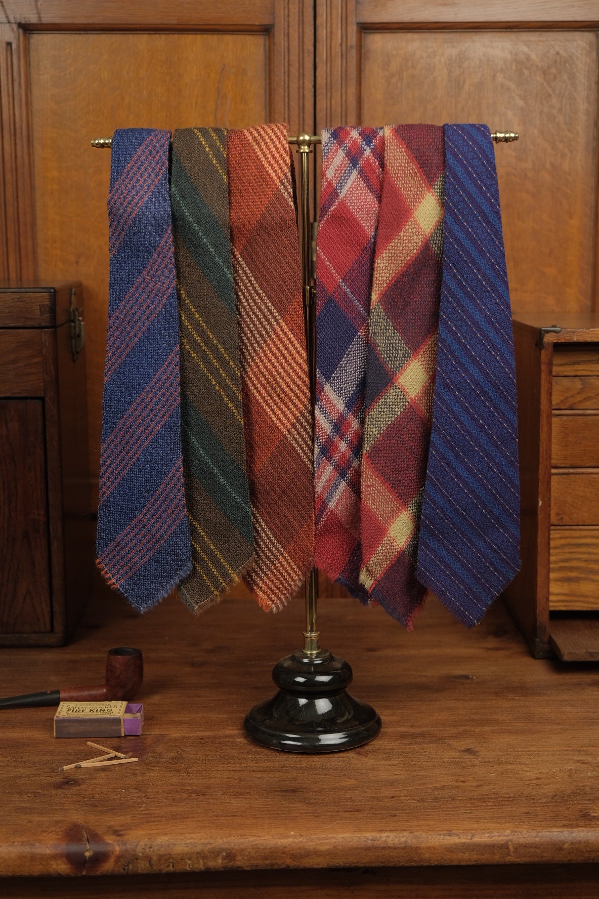 Blue With Rust Stripe Native American Tie By McCrossen N.M Weavers