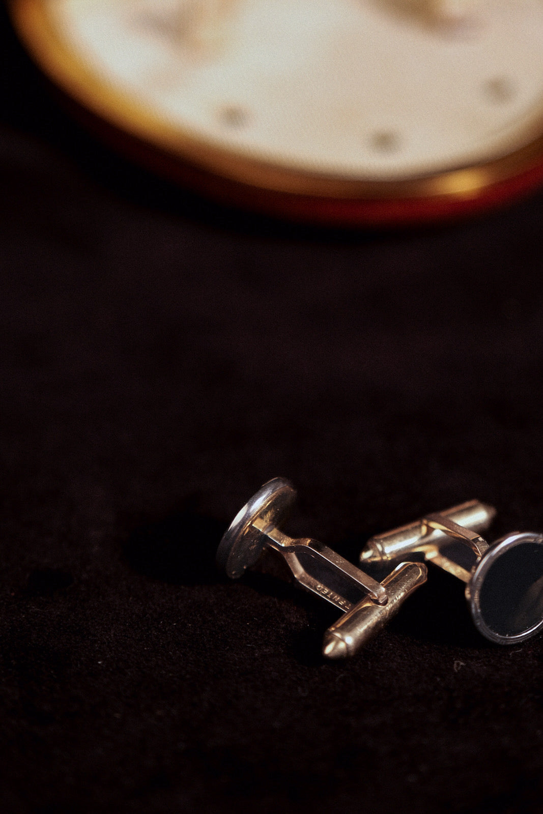 Art Deco Black Enamel Cufflink & Stud Set in Original Box By Krementz