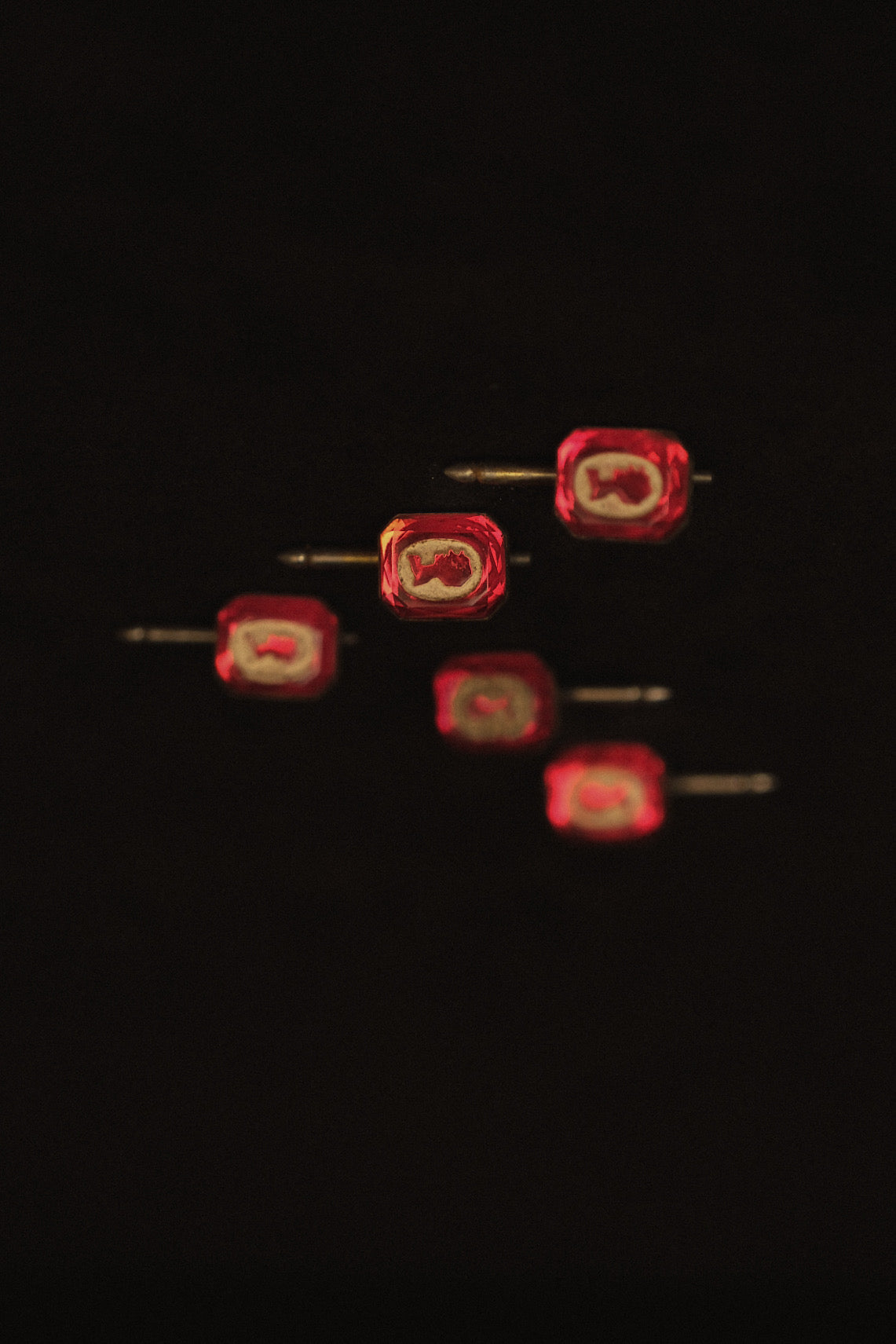 Antique Red Glass 5 Piece Tuxedo Stud Set - Unboxed