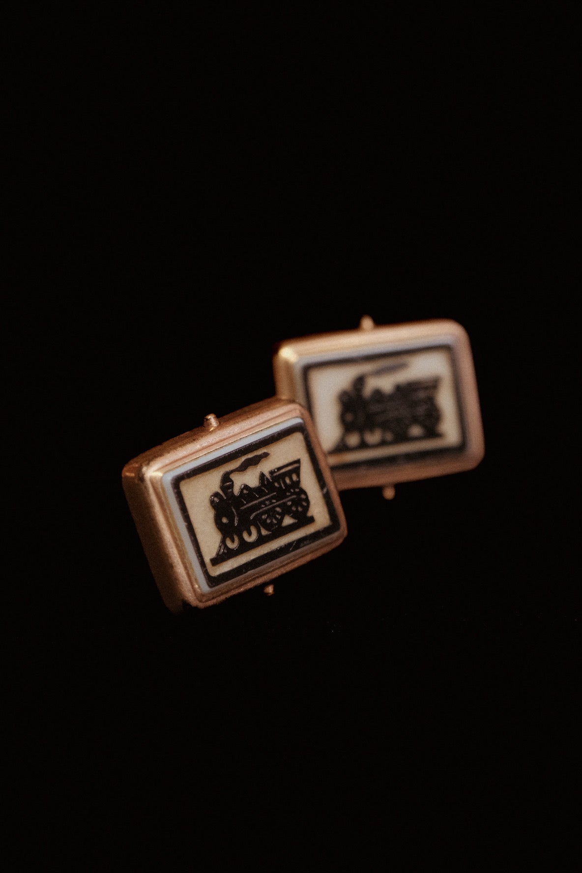 Victorian 1875 Steam Train Cufflinks With Secure Pin