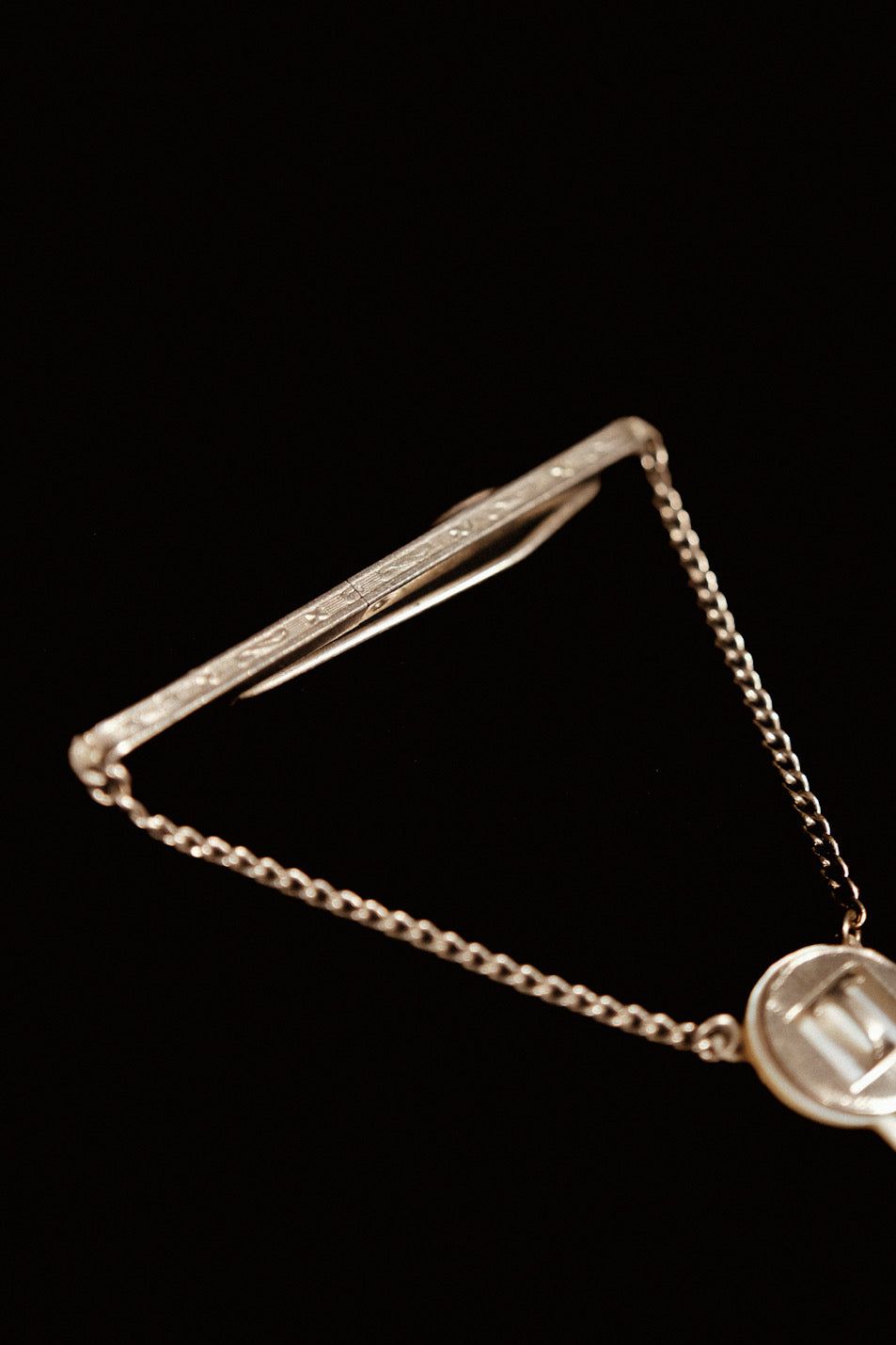 Adjustable Art Deco Tie Slide Featuring The Initial "T"