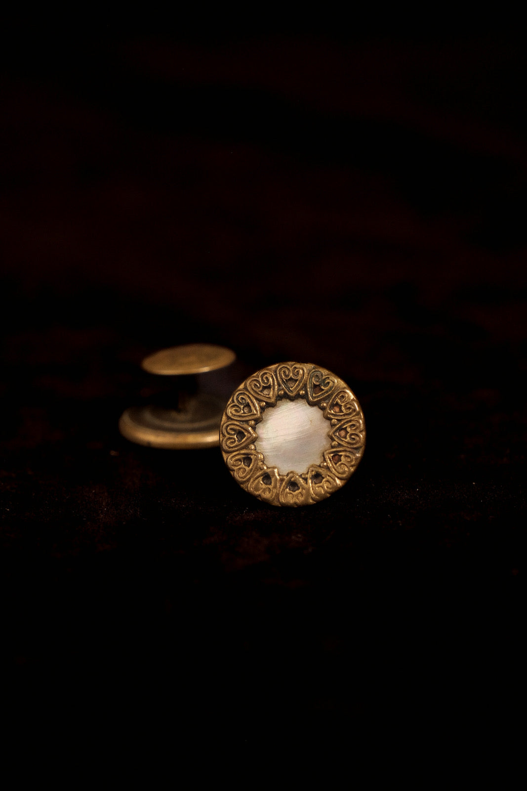Victorian Circular Cufflinks With Mother Of Pearl Centre