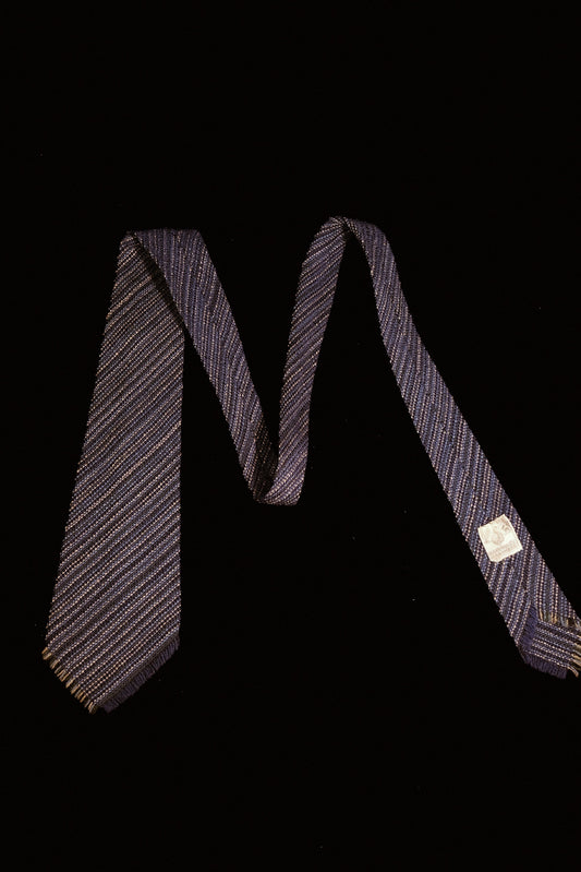 Navy Needle Stripe Hand Woven Native American Tie By Tewa Weavers