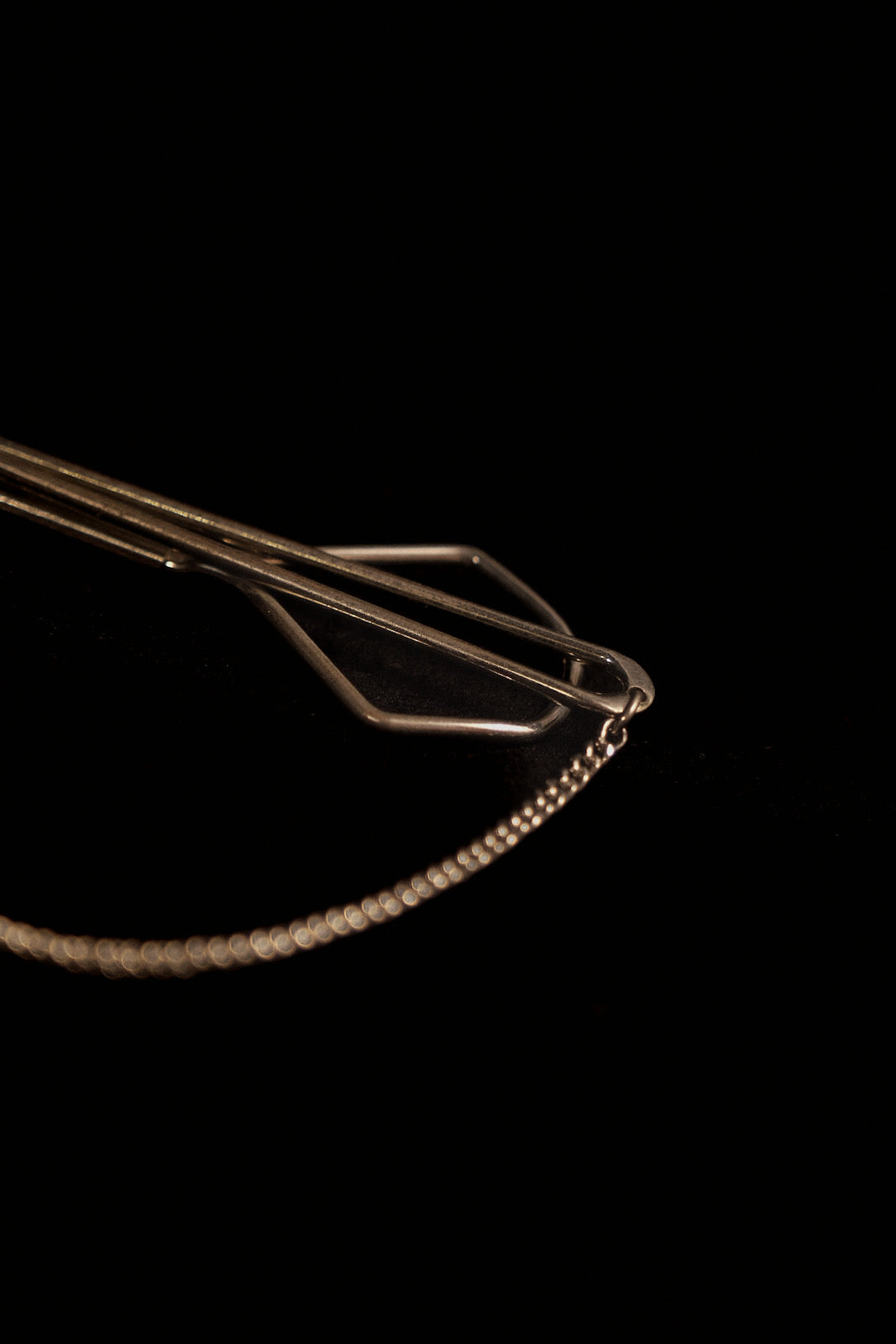 Classic 1930s Silver Tie Bar With Chain