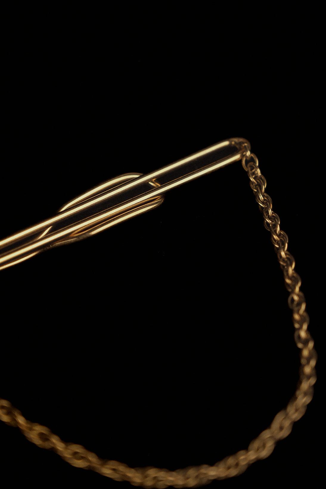 12K Gold Filled Tie Bar With Decorative Chain