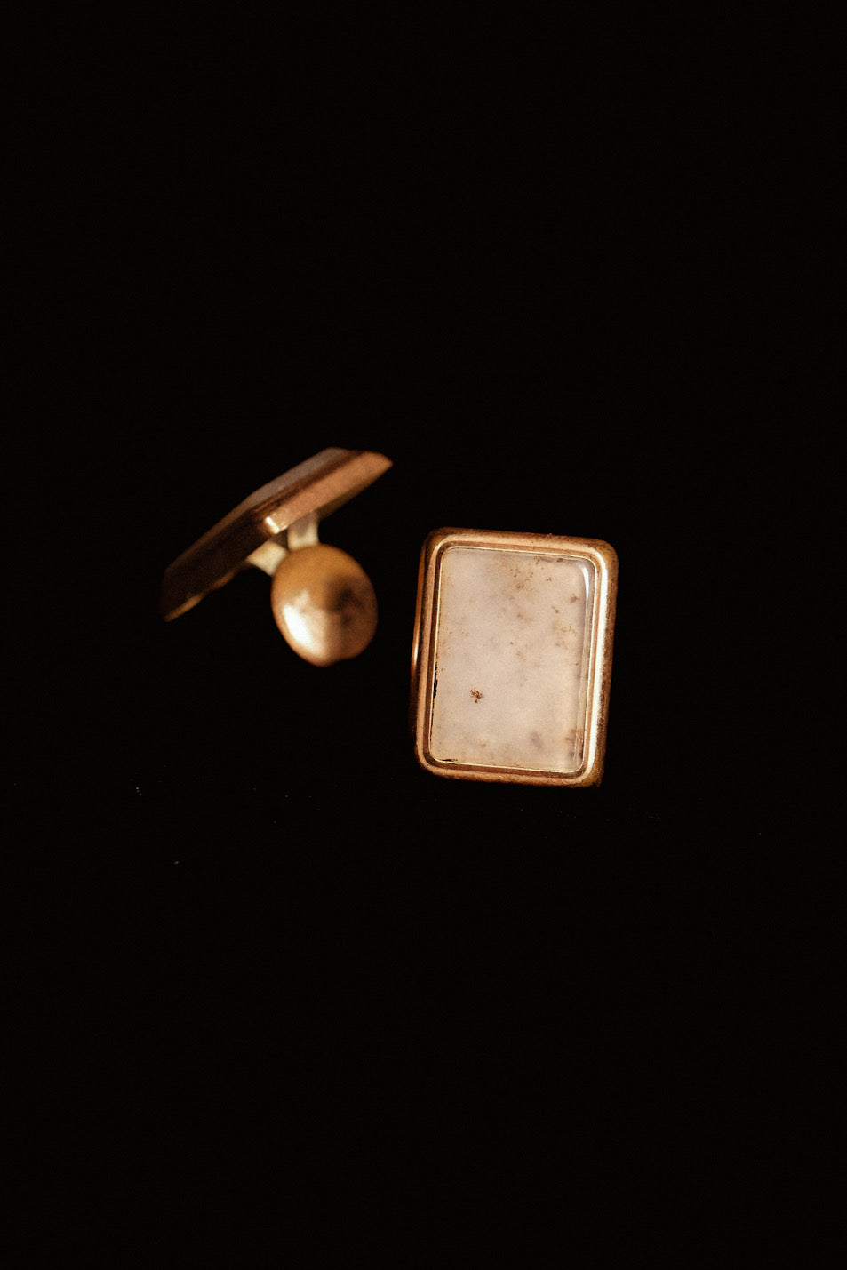 PAT. NOV 16. 1880 Rectangular Framed Agate Cufflinks