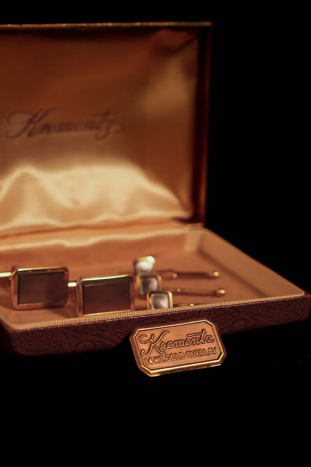 1920s "14Kt. Gold Overlay" Cufflink & Stud Set By Krementz