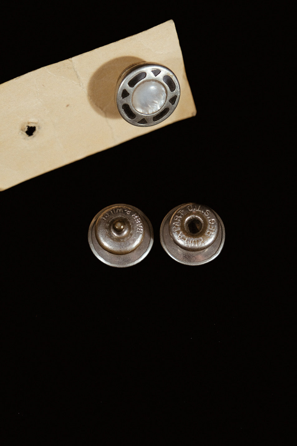 1920s MOP Snap Cufflinks On Original Display Card