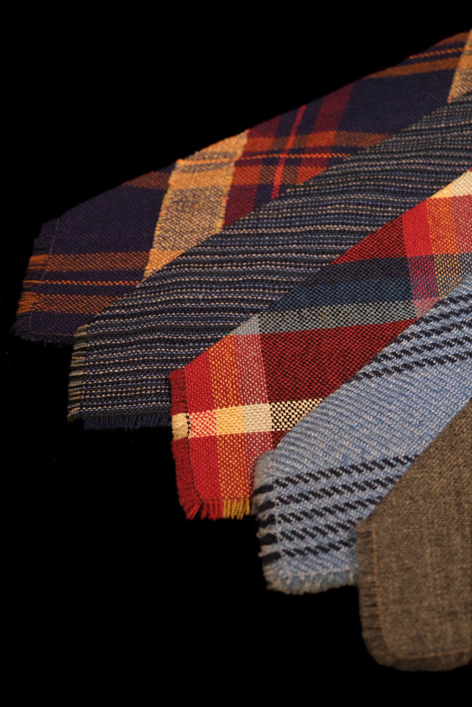 Navy, Red And Cream Plaid Hand Woven Native American Tie By El Denver Weavers