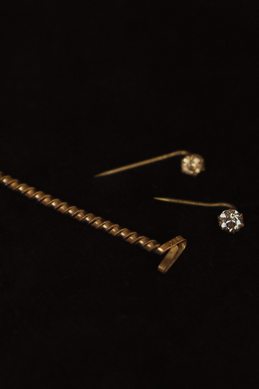 Edwardian Crystal Tip Collar Bar PAT. AUG.3.1910