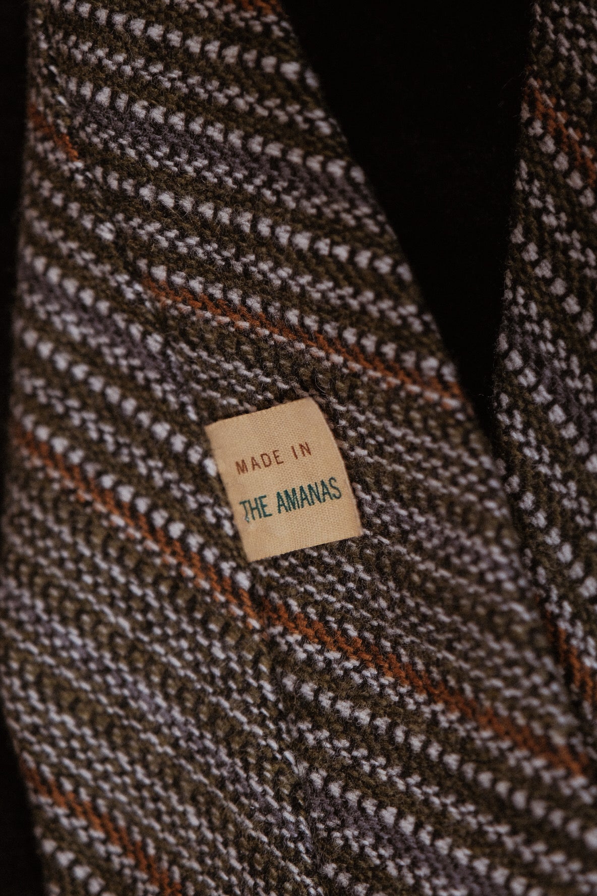 Green and Rust Stripe Tie “Made In Amanas” Weavers in Iowa, USA
