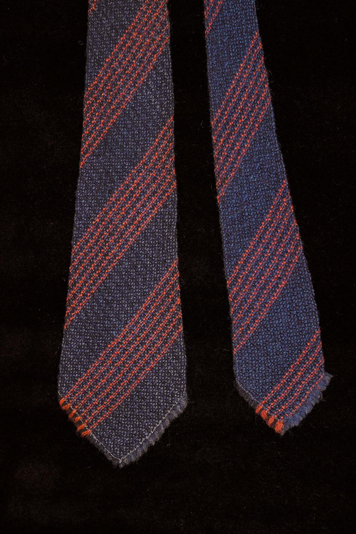 Blue With Rust Stripe Native American Tie By McCrossen N.M Weavers
