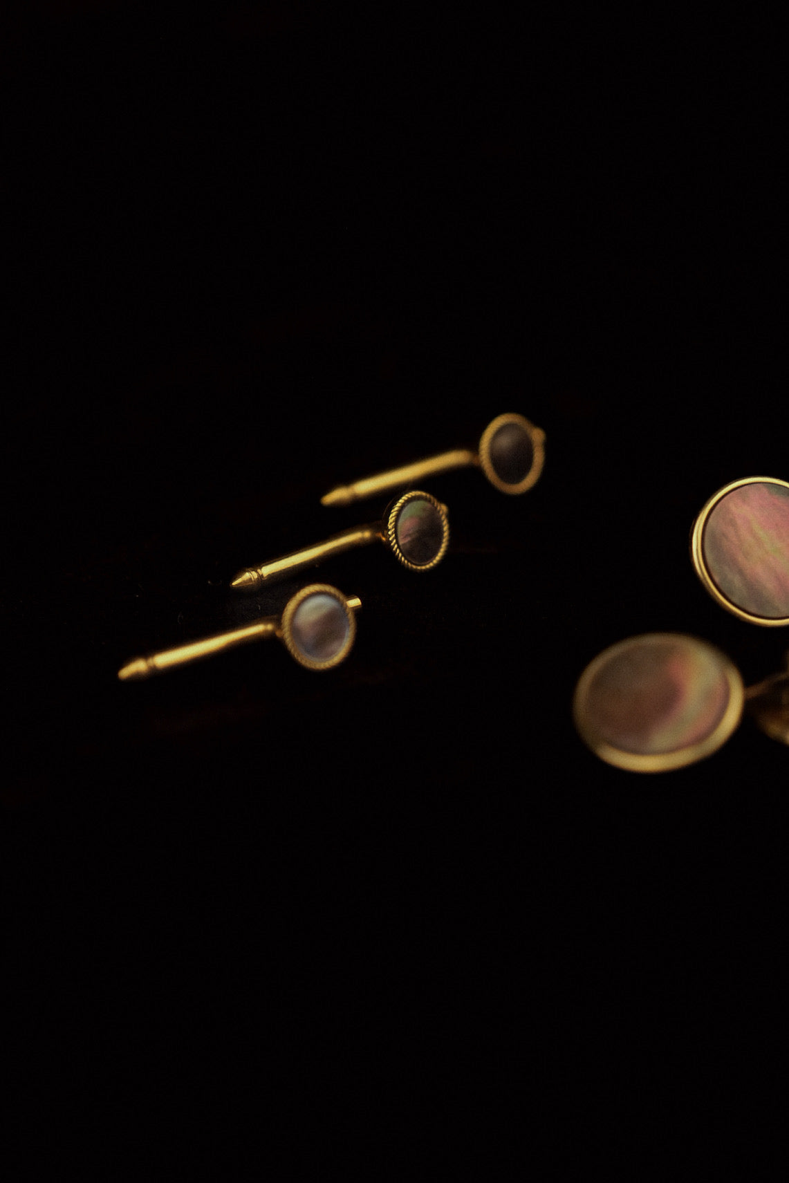 Gold Plate & Abalone Stud Set By Krementz (Unboxed)