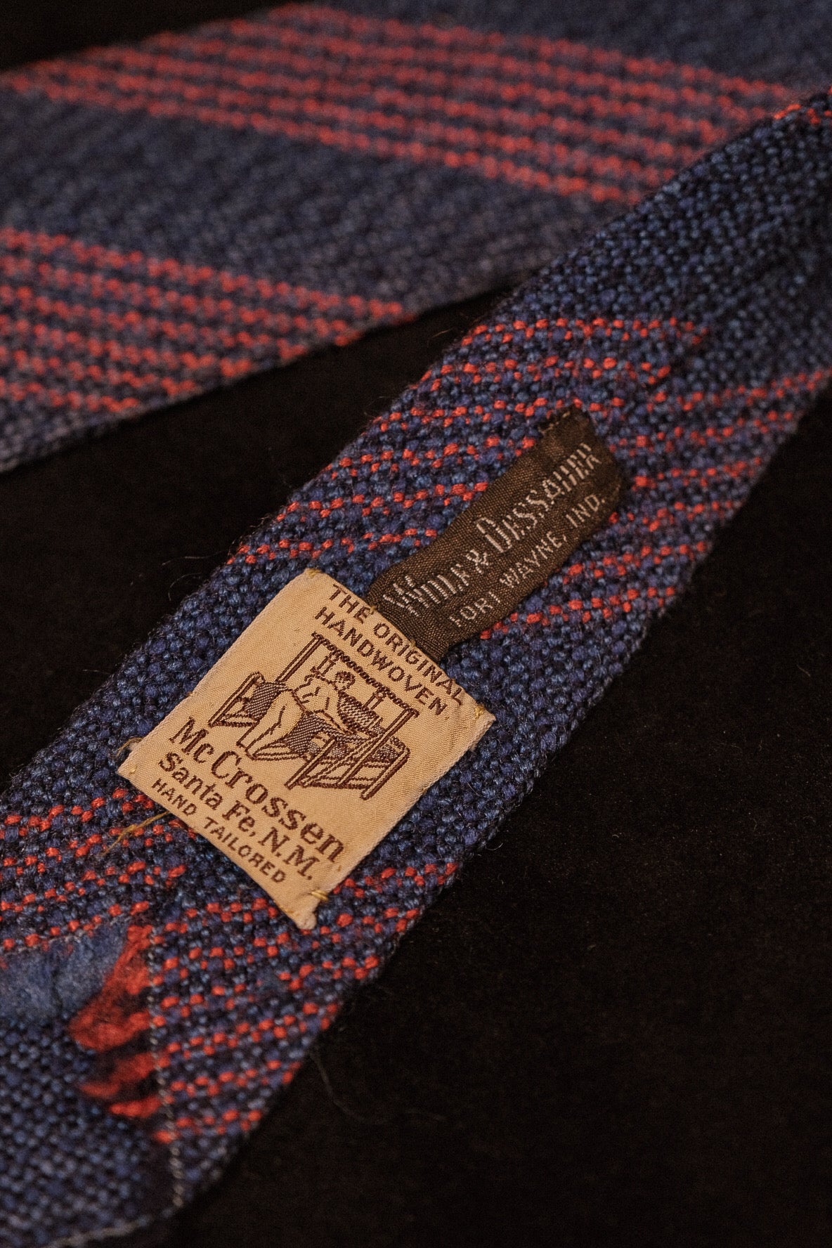 Blue With Rust Stripe Native American Tie By McCrossen N.M Weavers
