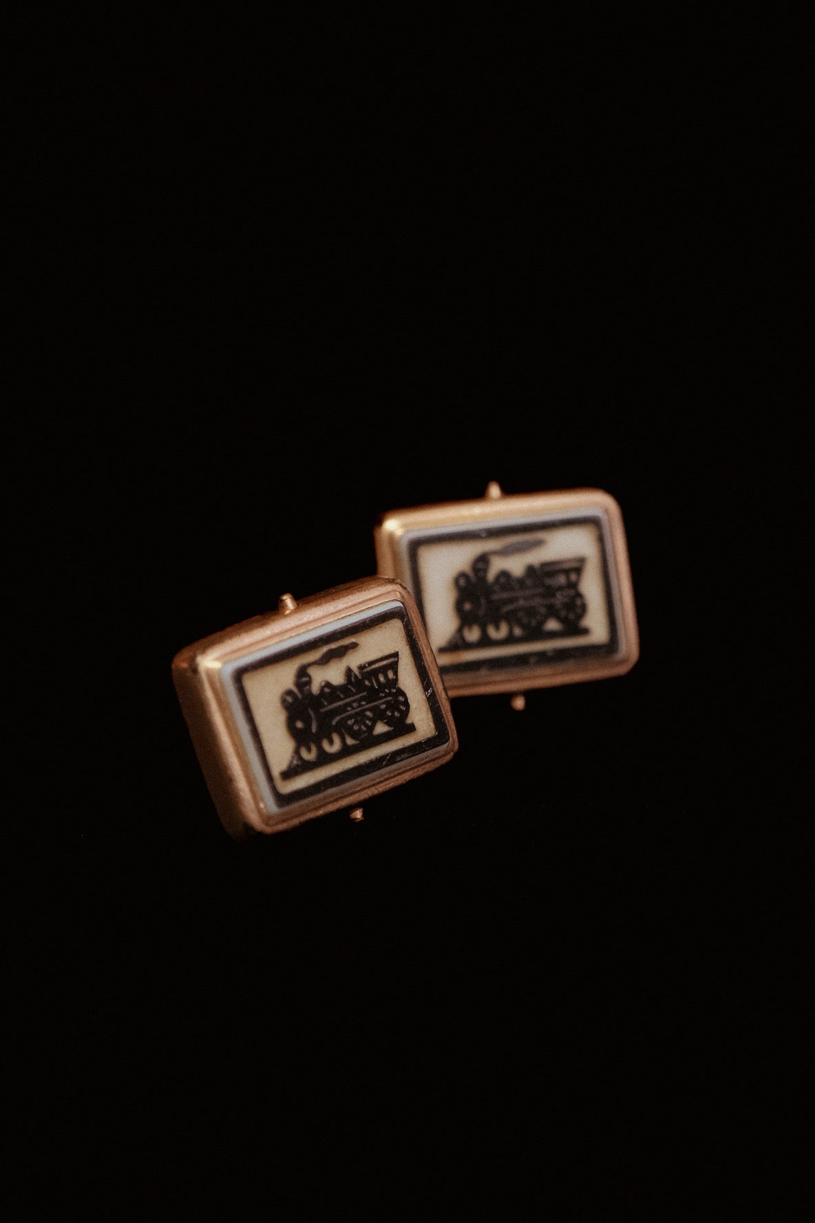 Victorian 1875 Steam Train  Cufflinks With Secure Pin