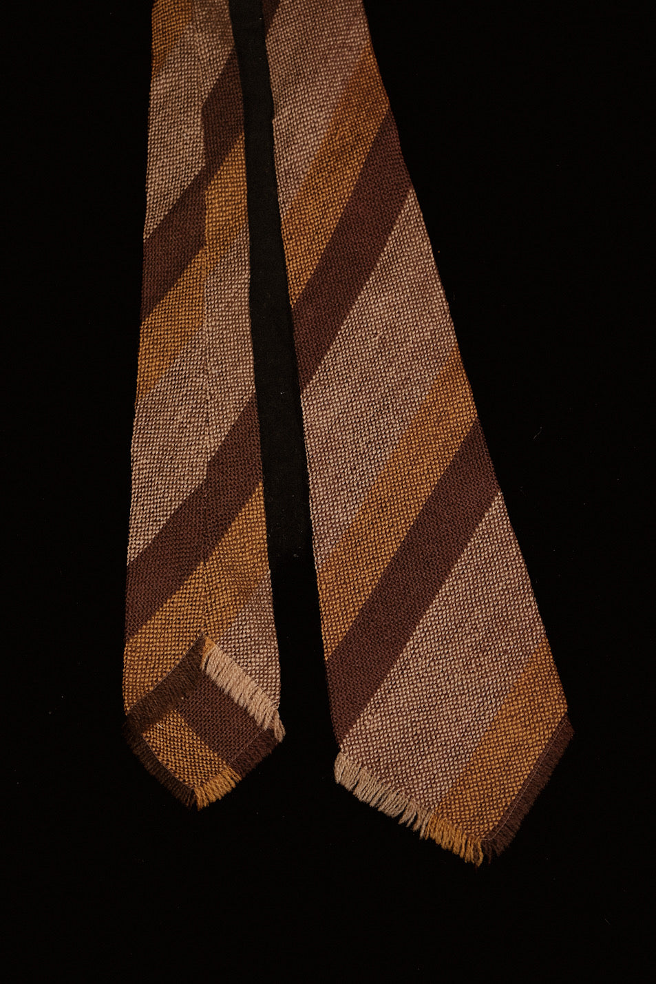 Brown & Mustard Striped Native American Tie By Webb Young