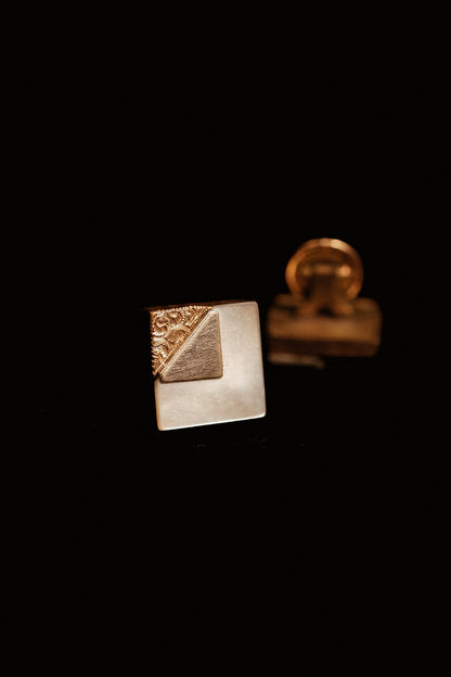 PAT. 29. 1881 Square Cufflinks Gold Plate And Mother Of Pearl