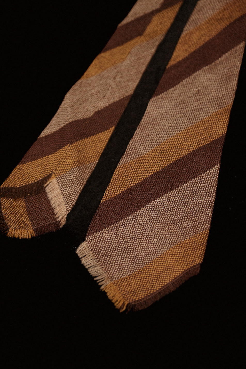 Brown & Mustard Striped Native American Tie By Webb Young