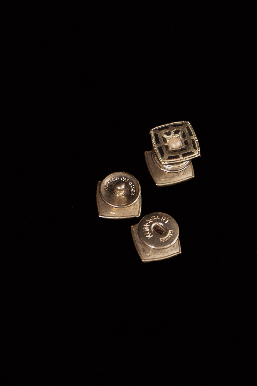 1920s Square Snap Cufflinks With Mother Of Pearl Centre