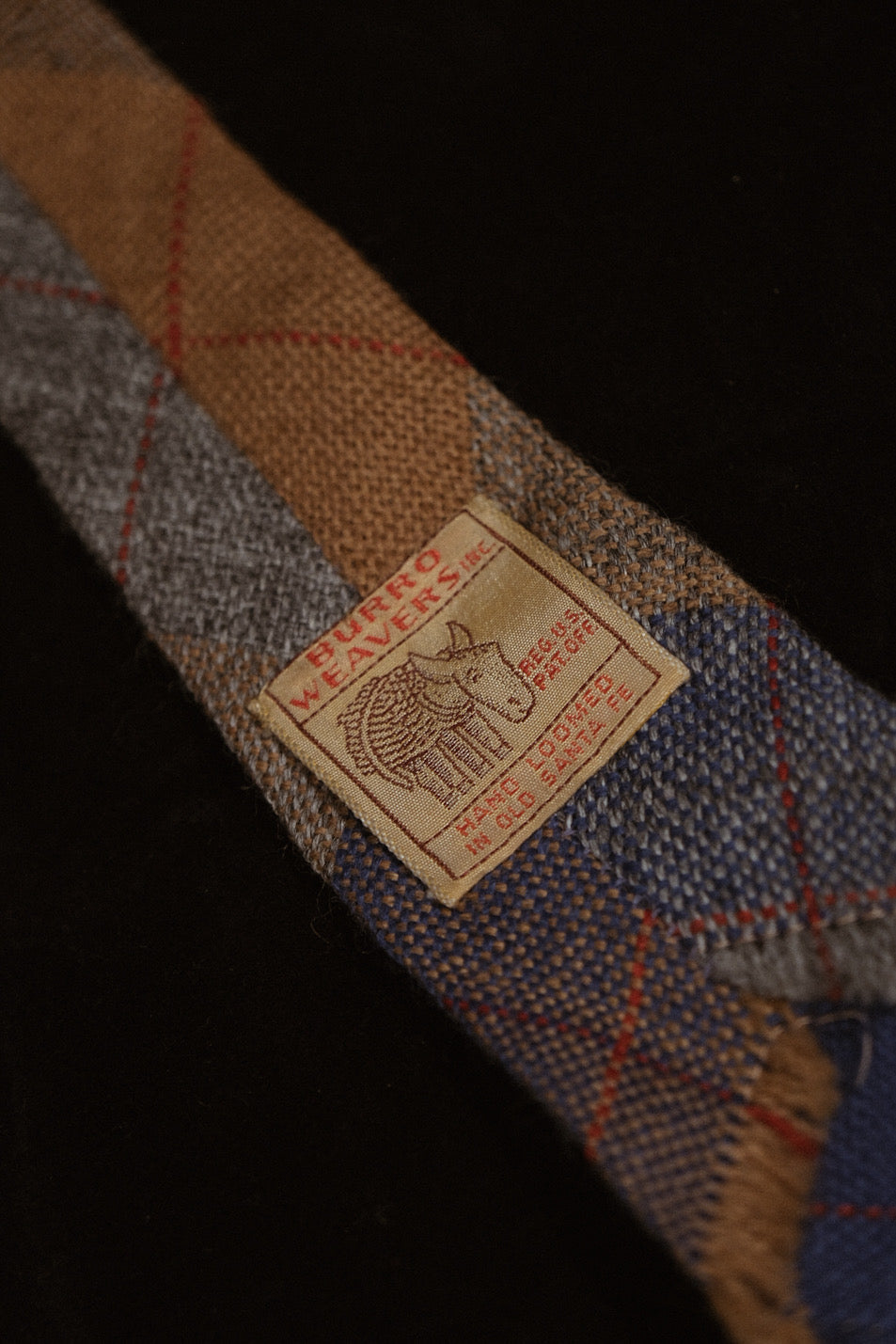 Mustard & Blue Blanket Check Native American Tie By Burro Weavers