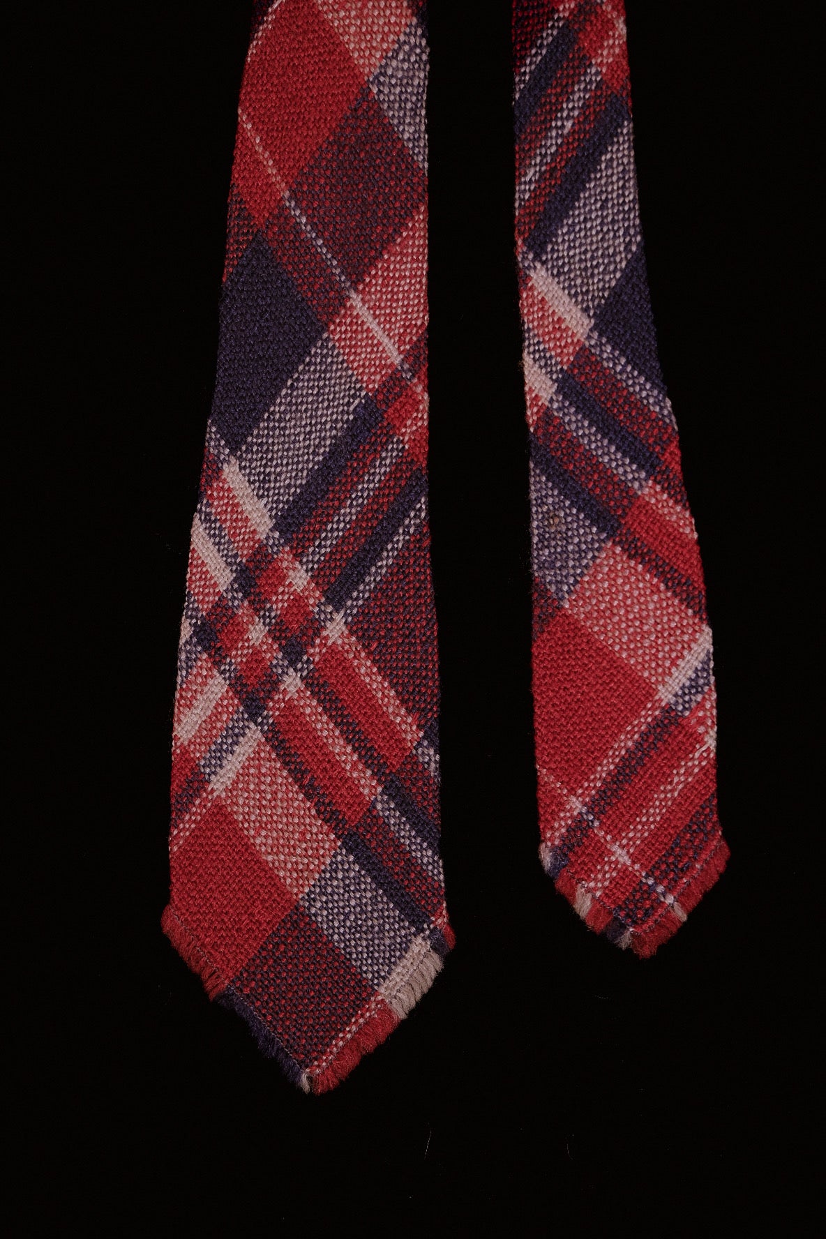 Red & Blue Tartan Native American Tie By McCrossen N.M Weavers