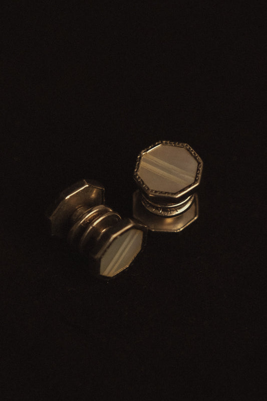 Original 1920's Mother Of Pearl Face Snap Cufflinks