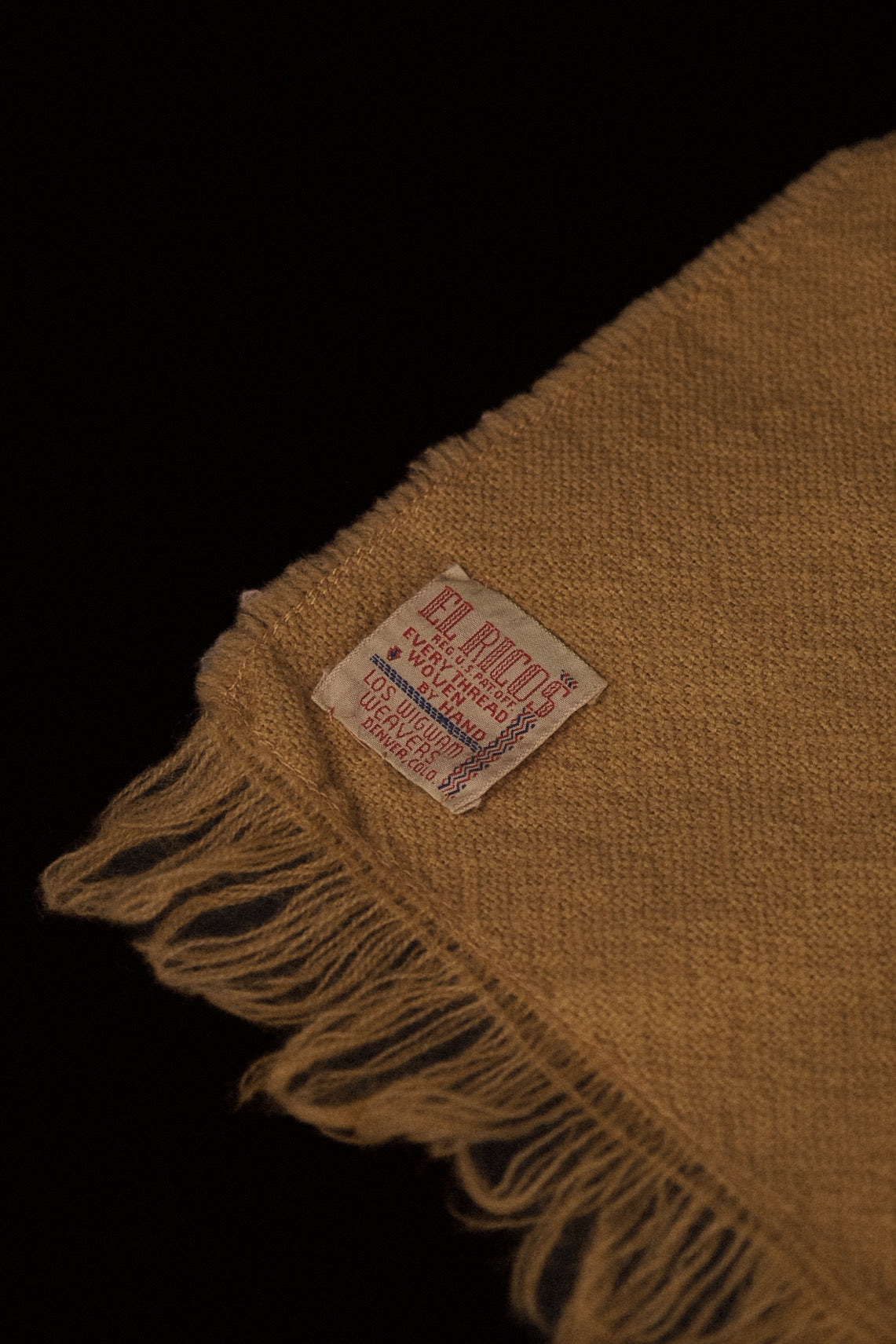 (Extremely Rare) Handwoven Native American Scarf In Mustard By El Ricos Weavers. Circa 1939