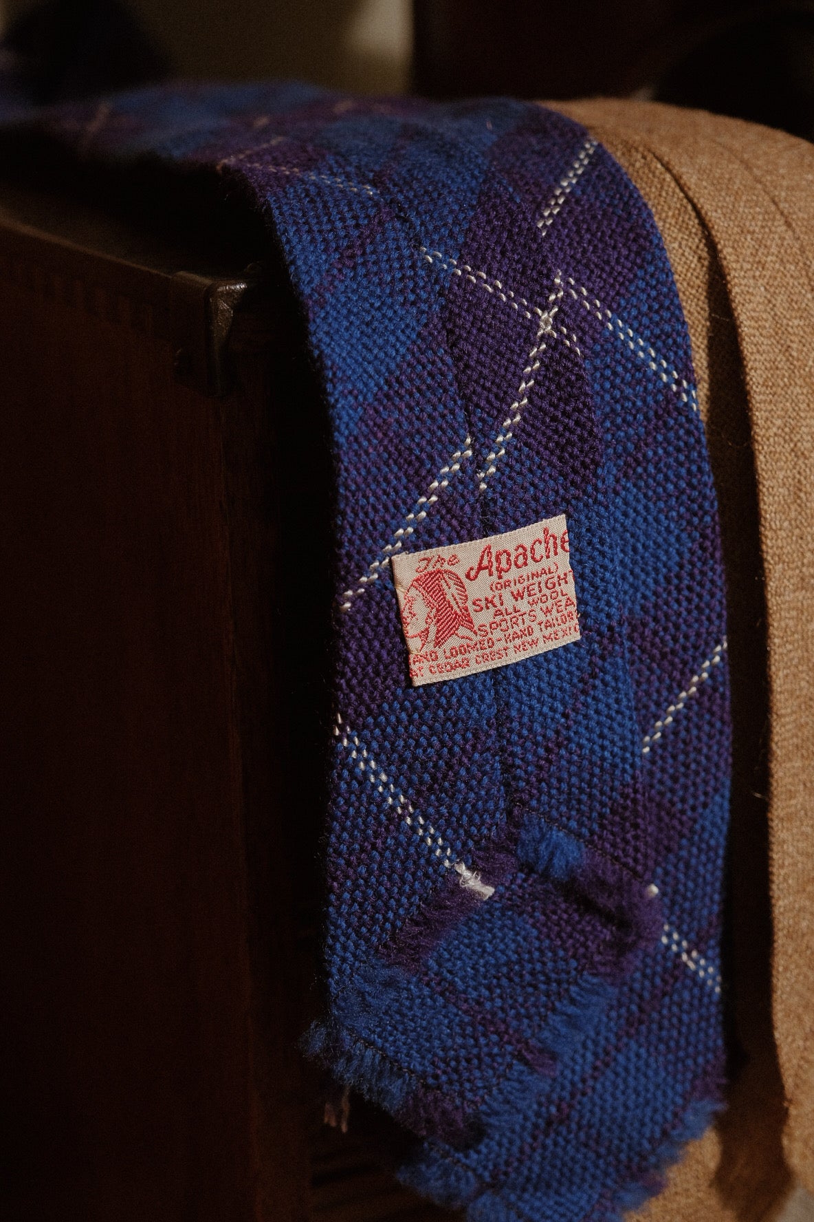 Blue & Purple Scottish Tartan Native American Tie By Apache Weavers