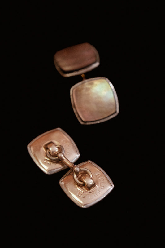 1920s Abalone Cufflinks With Gold Filled Backs