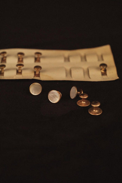 Gold Plated Collar or Tuxedo Stud with Mother Of Pearl Back (1 piece)