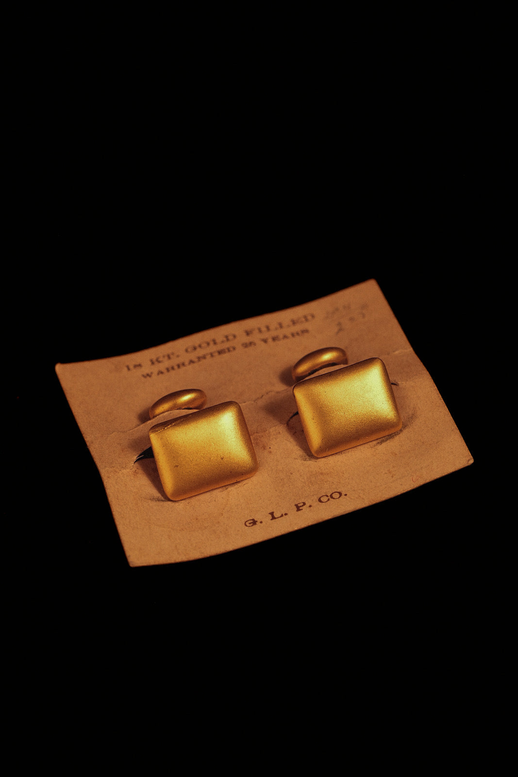 1920s Plain Front 18 Kt. Gold Filled Cufflinks On Display Card