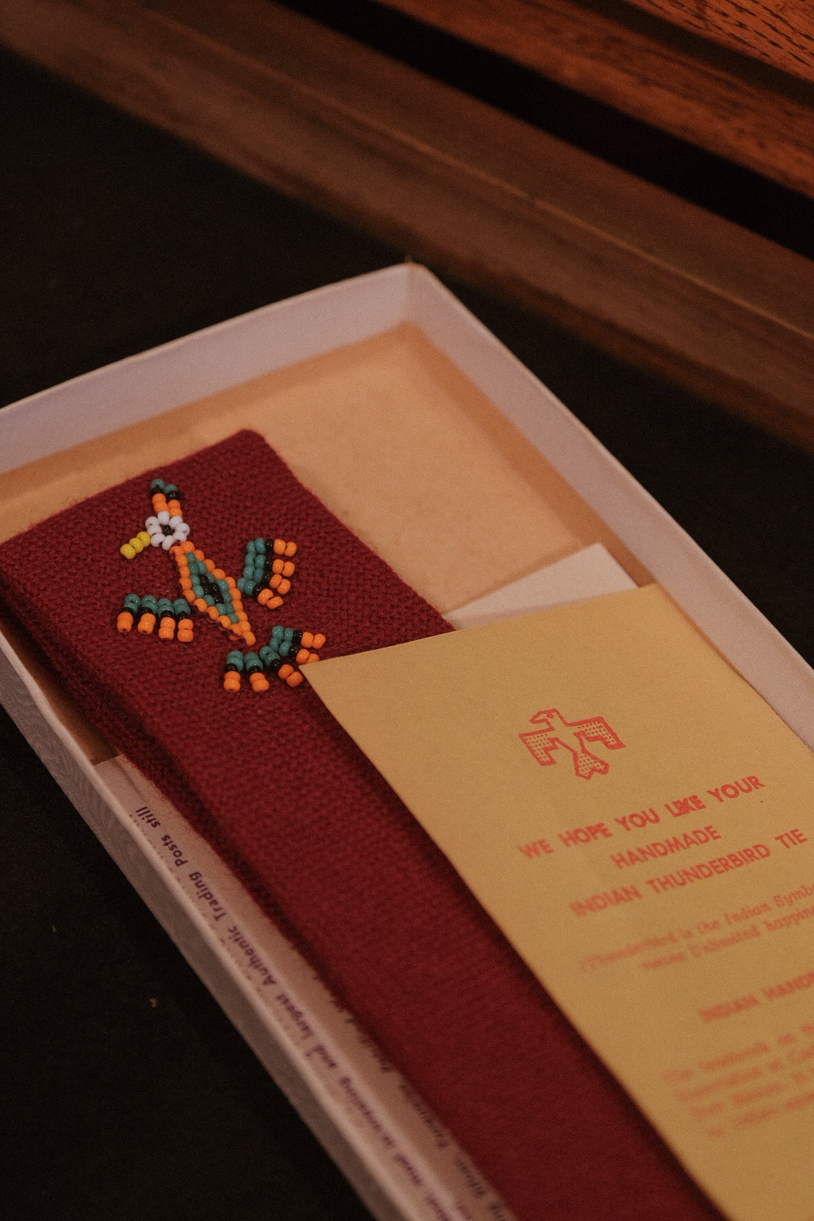 Rare Original 1930's Thunderbird Native American Tie In Red (Boxed)