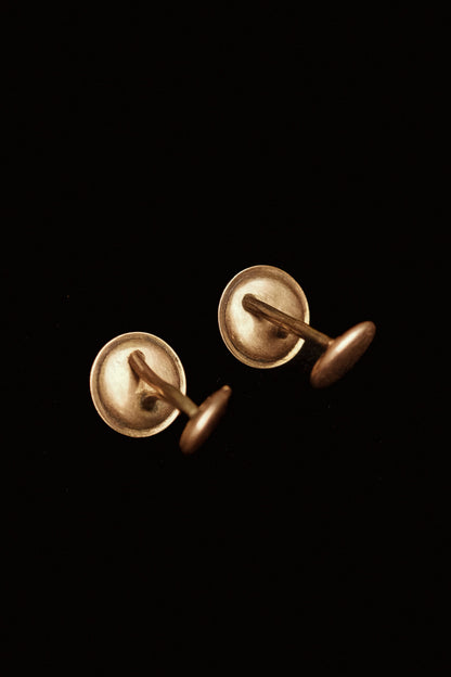 1910s Gold Plated Cufflinks With Pale White Moonstone