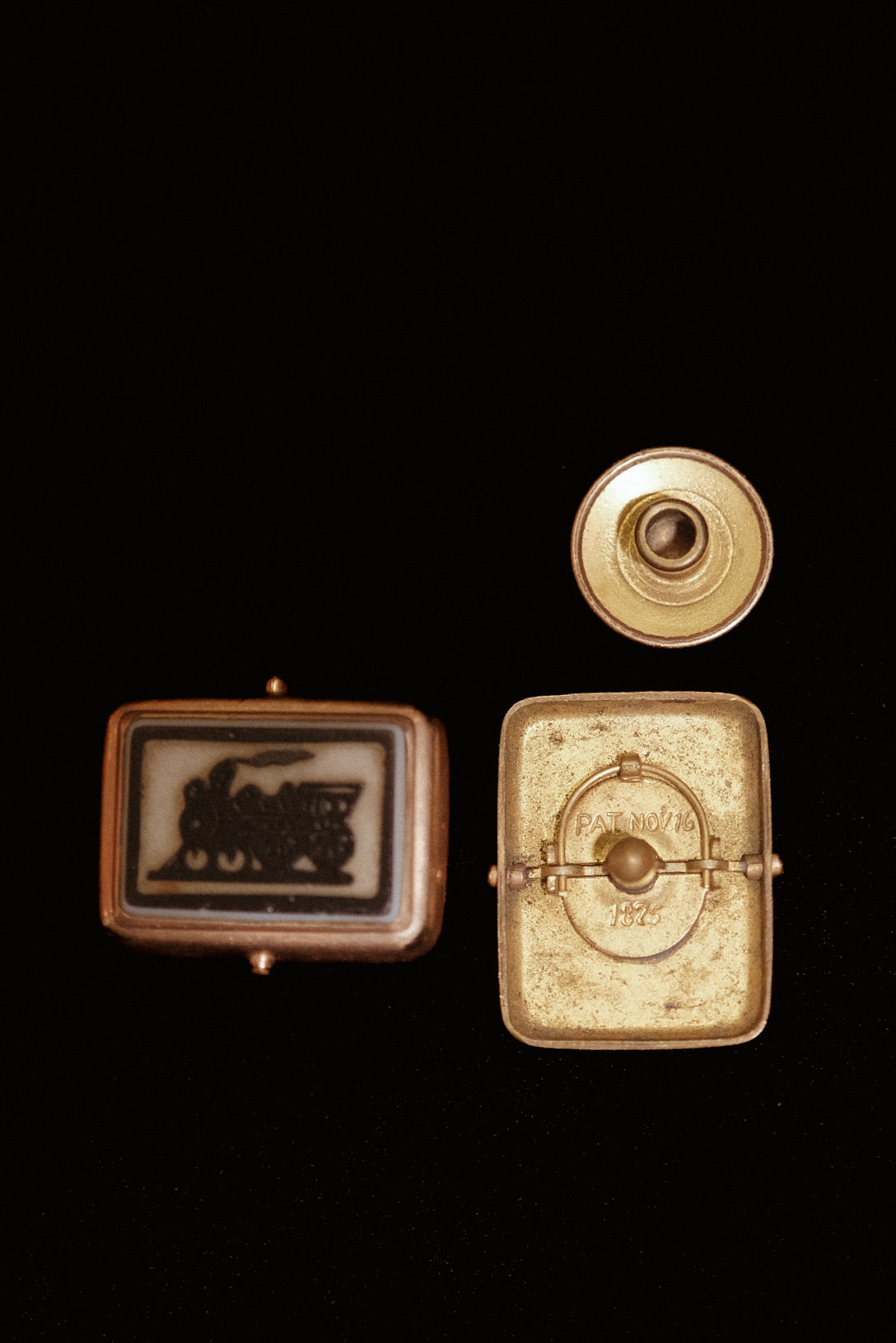 Victorian 1875 Steam Train  Cufflinks With Secure Pin