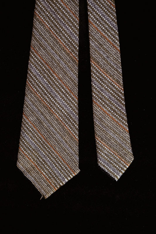 Green and Rust Stripe Tie  “Made In Amanas” Weavers in Iowa, USA
