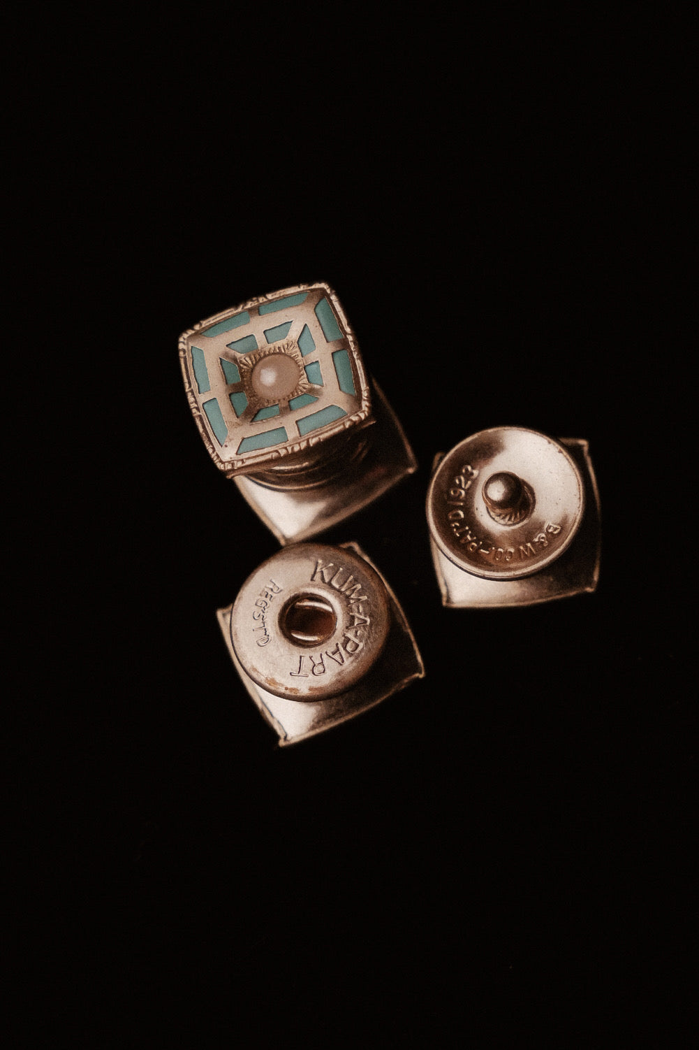 1920s Turquise Kumapart Snap Cufflinks