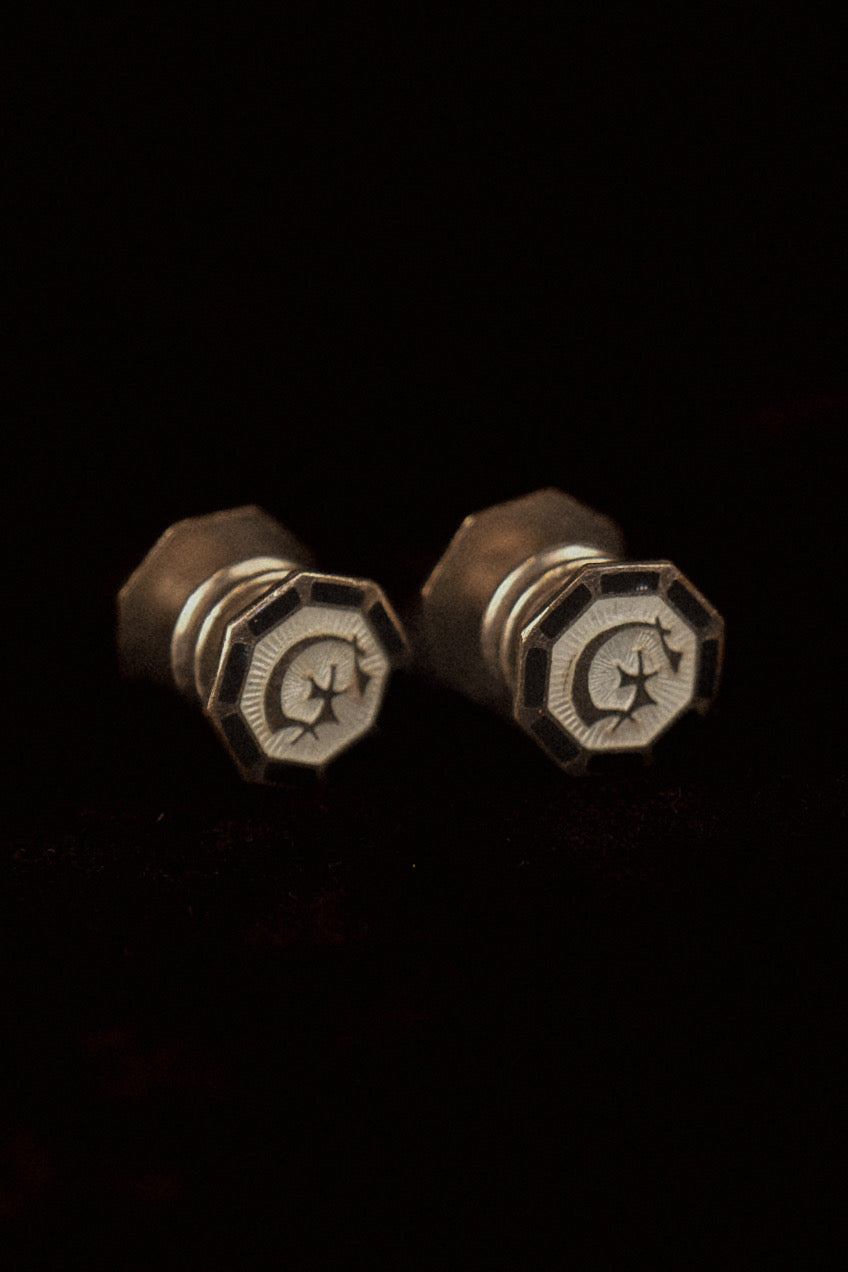 1920's Kum-A-Part Snap Cufflinks With Hand Painted Symbol