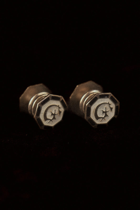 1920's Kum-A-Part Snap Cufflinks With Hand Painted Symbol