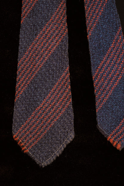 Blue With Rust Stripe  Native American Tie By McCrossen N.M Weavers