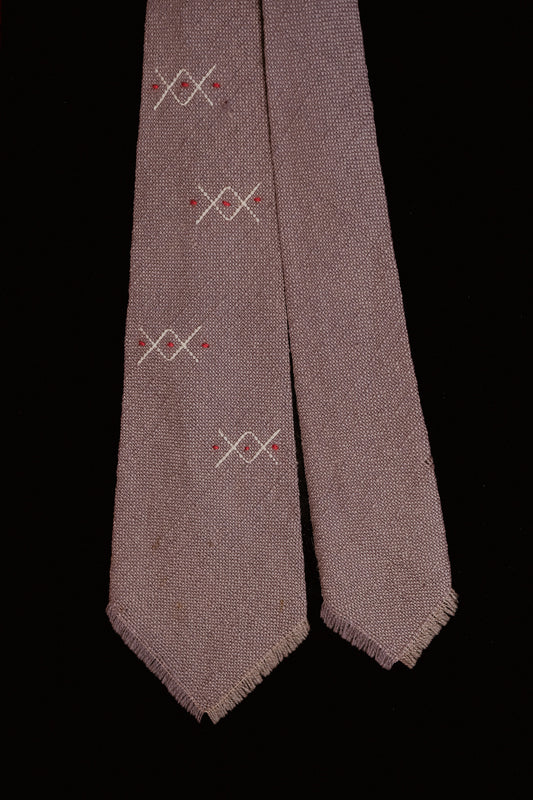 Tinted Grey Native American Tie With Embroidery By The Chief Weavers