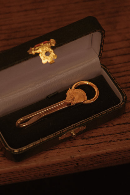 1930s Tie Slide With Engraved Horse Head Badge