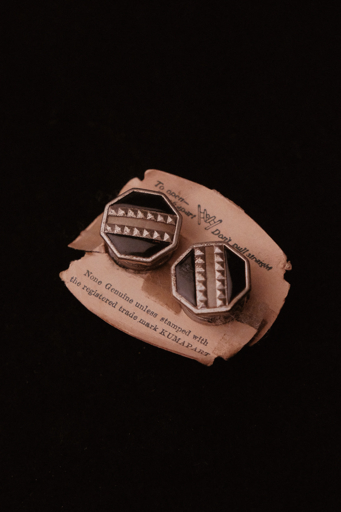 1920s Kumapart Snap Cufflinks Black Enamel