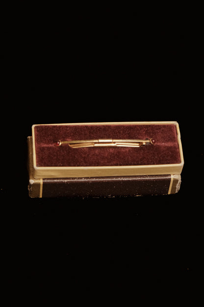 Deadstock 1920's Collar Bar With Ruby Red Glass Tips By Swank (Original Box)